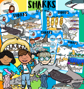 Preview of Sharks clip art- 150 items!