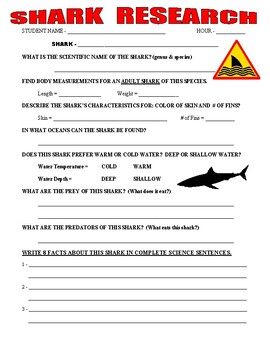 Preview of Sharks : Research - Webquest - Puzzle (science, animals, distance learning)