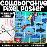 Shark Lady Collaborative Pixel Poster Color by Number STEM