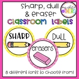 Sharp, Dull, & Eraser Labels (8 FONTS)