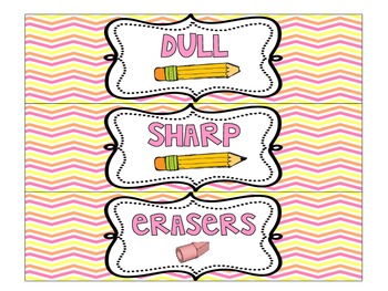 Preview of {Freebie!} Sharp and Dull Pencil Labels for Sterilite Organizer or any system!