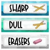 Sharp and Dull Pencil Labels - fits Sterilite Drawers OR Cups!