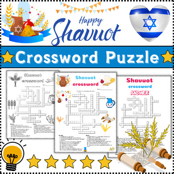 Preview of Shavuot Crossword Puzzle Activity Worksheet Game ⭐Color & B/W⭐No Prep⭐