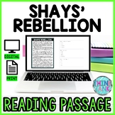 Shays' Rebellion DIGITAL Reading Passage & Questions Self Grading