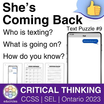 Preview of She's Coming Back | Critical Thinking Text Puzzle 9 | Digital Literacy | SEL