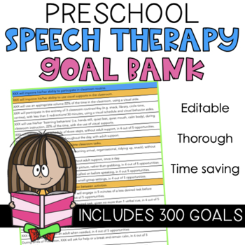 Preview of Preschool Speech and Language Goal Bank for Speech Therapy