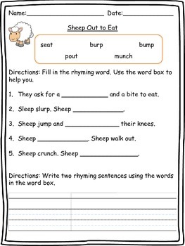 Sheep Out to Eat Literacy Center Bundle by Learning Labrosa | TPT