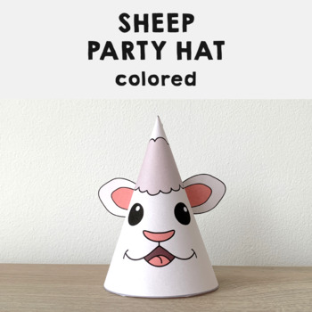 sheep party hat printable farm animal paper craft activity play template