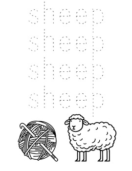 Preview of Sheep - Writing Practice - Dot-to-Dot Coloring Page