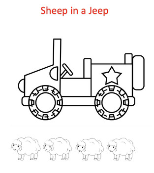 Preview of Sheep in a Jeep Cut and Paste Activity