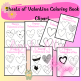 Sheets of Valentine Coloring Book Clipart