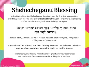 Preview of Shehecheyanu Blessing Printable