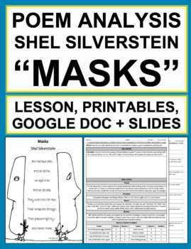 Preview of Shel Silverstein Masks Poetry Analysis | Self Confidence, Diversity & Inclusion