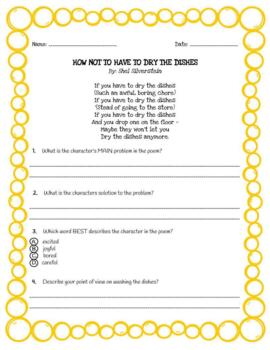 Shel Silverstein Poetry Comprehension Questions