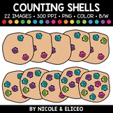 Summer Shell Counting Clipart + FREE Blacklines - Commercial Use