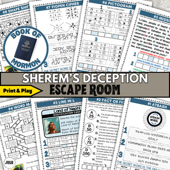 Preview of Sherem's Deception Escape Room, Family Friendly Scripture Adventure