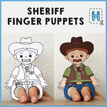 Sheriff Finger Puppet Printable Wild West Coloring Paper Craft Activity