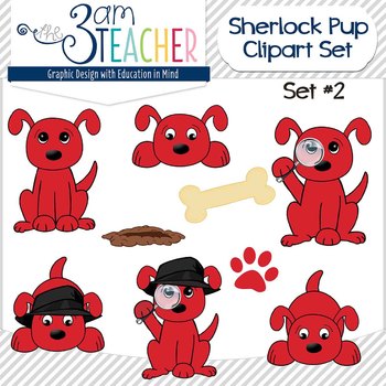 Preview of Sherlock Dog Clip Art Set: #2 Big Red