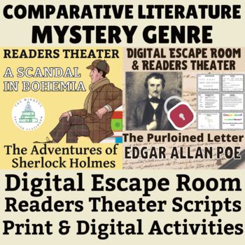Preview of Sherlock Holmes & Edgar Allan Poe | Short Story Unit | Digital Escape Room 