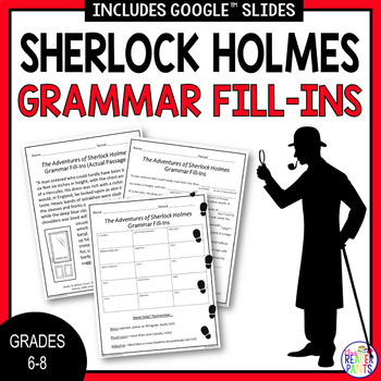 Preview of Sherlock Holmes Grammar Worksheets - Sub Activities - Halloween Alternative