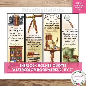 Preview of Sherlock Holmes Quotes Bookmarks Book Club Crime Novel Cards Student Gift Reward