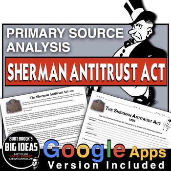 Preview of Sherman Antitrust Act Primary Source Worksheet | Print & Digital