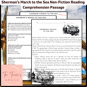 Preview of Sherman's March to the Sea Non-Fiction Reading  Comprehension Passage