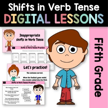 Preview of Shifts in Verb Tense 5th Grade Interactive Google Slides | Grammar Practice