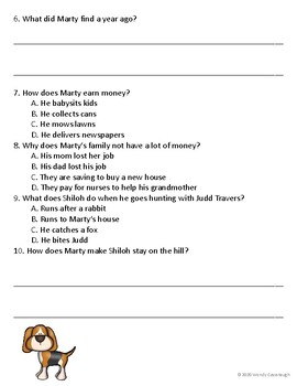 Shiloh Chapter 3 & 4 Quiz by Mrs Cavanaughs Class | TpT