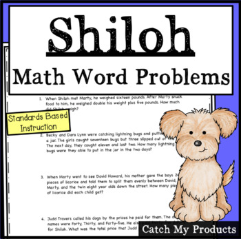 Preview of Shiloh Activities Math Word Problems for Novel Study of Shiloh