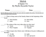 Shiloh by Phyllis Reynolds Naylor - Chapter Comprehension
