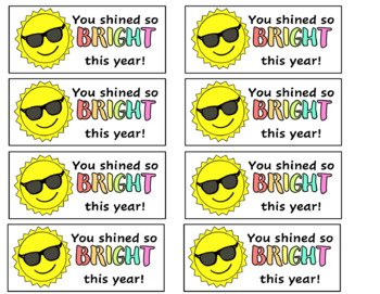 Shine Bright Gift Tag by PreKreative Teaching | Teachers Pay Teachers