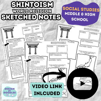 Preview of Shintoism Religion: Ancient World Religion SKETCHED DESIGN NOTES