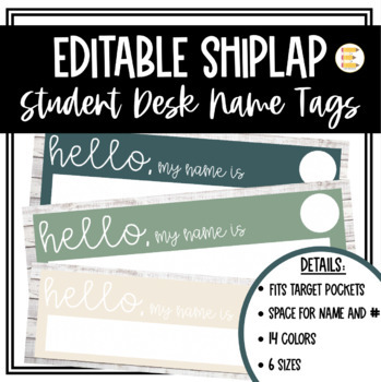 Preview of Shiplap Classroom Decor Student Name Tags Editable