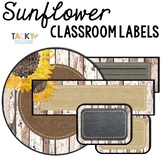 Sunflower Classroom Labels - Shiplap & Farmhouse Theme