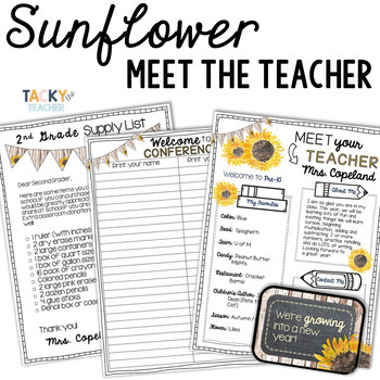Preview of Sunflower Meet the Teacher Letter - Open House Gift Tags - Editable Newsletter