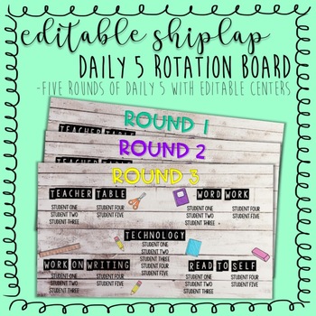 Preview of Shiplap Editable Daily 5 Rotation Board PowerPoint