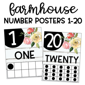 Preview of Shiplap Floral Number Posters 1-20