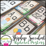 Shiplap Succulent - Wooden Alphabet Poster Sets Cursive & 