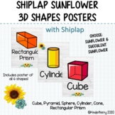 Shiplap Sunflower & Succulent 3D Shapes Posters