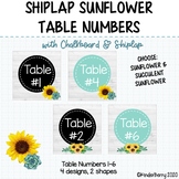 Shiplap Sunflower & Succulent Table Numbers