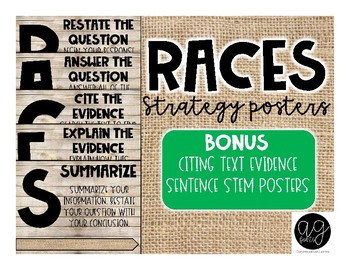 Preview of Shiplap and Burlap RACES Strategy Posters and Sentence Stems