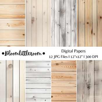 Shiplap and Wood Background Digital Paper Clipart by Bloomlittleroom