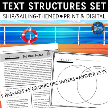 Preview of Ships Nonfiction Text Structures Reading Passages and Graphic Organizers