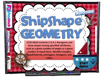Preview of Shipshape Geometry Smart Board Game (CCSS.2.G.A.1)