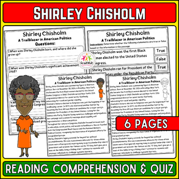 Preview of Shirley Chisholm Nonfiction Reading & Quiz | Black History Month Activity, BHM