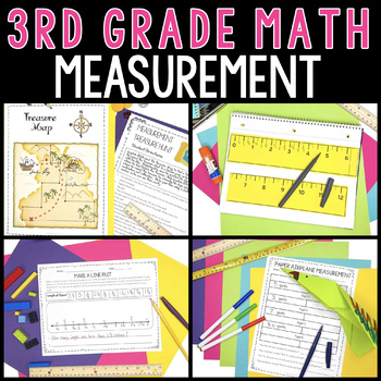 Preview of Measurement Unit | 3rd Grade | Length to the Nearest 1/4 Inch | Print & Digital