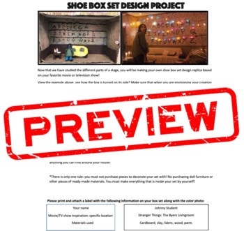 Preview of Shoe Box Set Design Project with Rubric and Sample Project Photos!