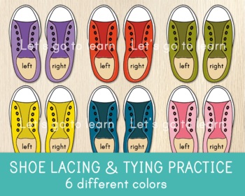 Preview of Shoe Lacing & Tying Practice, 6 Colors, Shoelaces , Kid's Fine Motor Skills