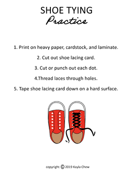 Shoe Tying Card by Kayla Chew Printables | Teachers Pay Teachers